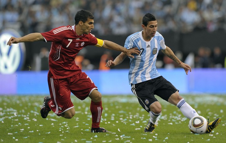 Di María vs. Canadá en 2010 (AFP).