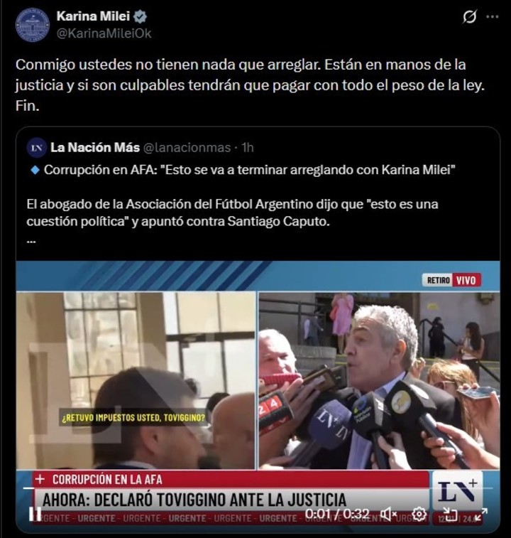 La hermana del Presidente salió a cruzar a Dalbón.