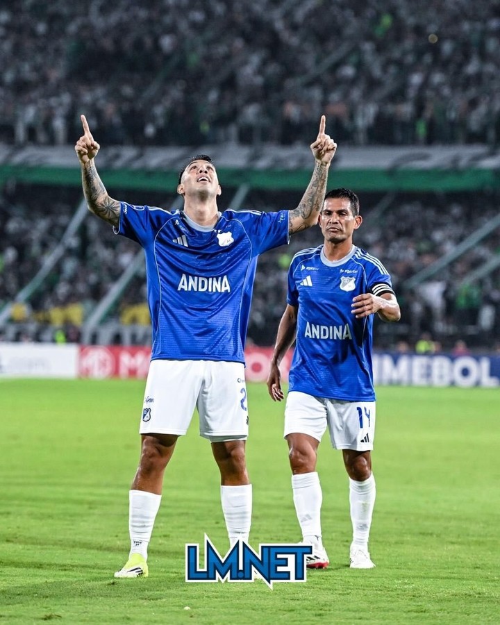 Contreras y un golazo ante Atlético Nacional. (Prensa Millonarios)