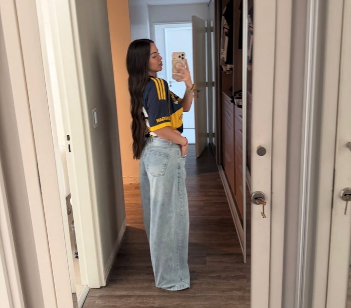 Tamara Rojas, el sábado rumbo a la Bombonera.