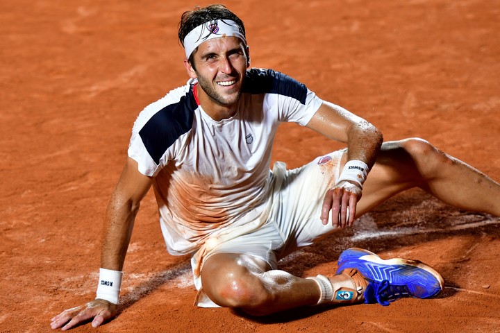 La alegría que Etcheverry buscará arrastrar hasta el Sunshine Double. (Prensa Río Open)