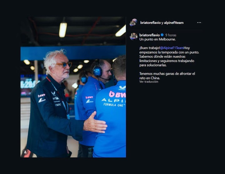 El mensaje de Briatore luego del Gran Premio de Australia.