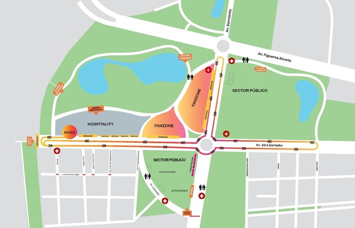 El plano con el trazado que recorrerá Colapinto.