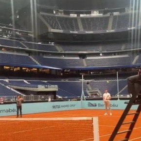 Tenis en el Bernabéu: Nadal, Sinner, Courtois y Bellingham protagonizaron un cruce inesperado