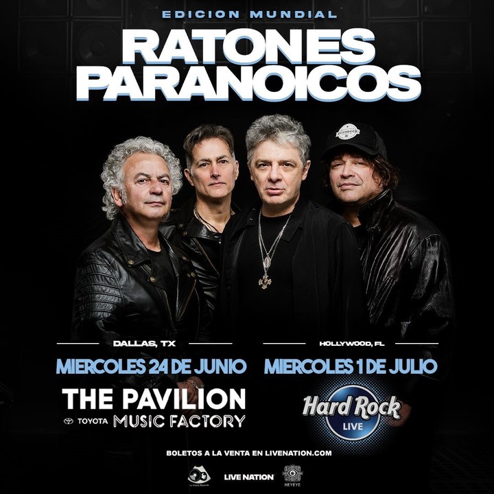 El afiche de la gira de los Ratones Paranoicos por Estados Unidos.