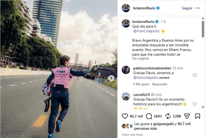 El mensaje de Briatore para Colapinto luego del Road Show.