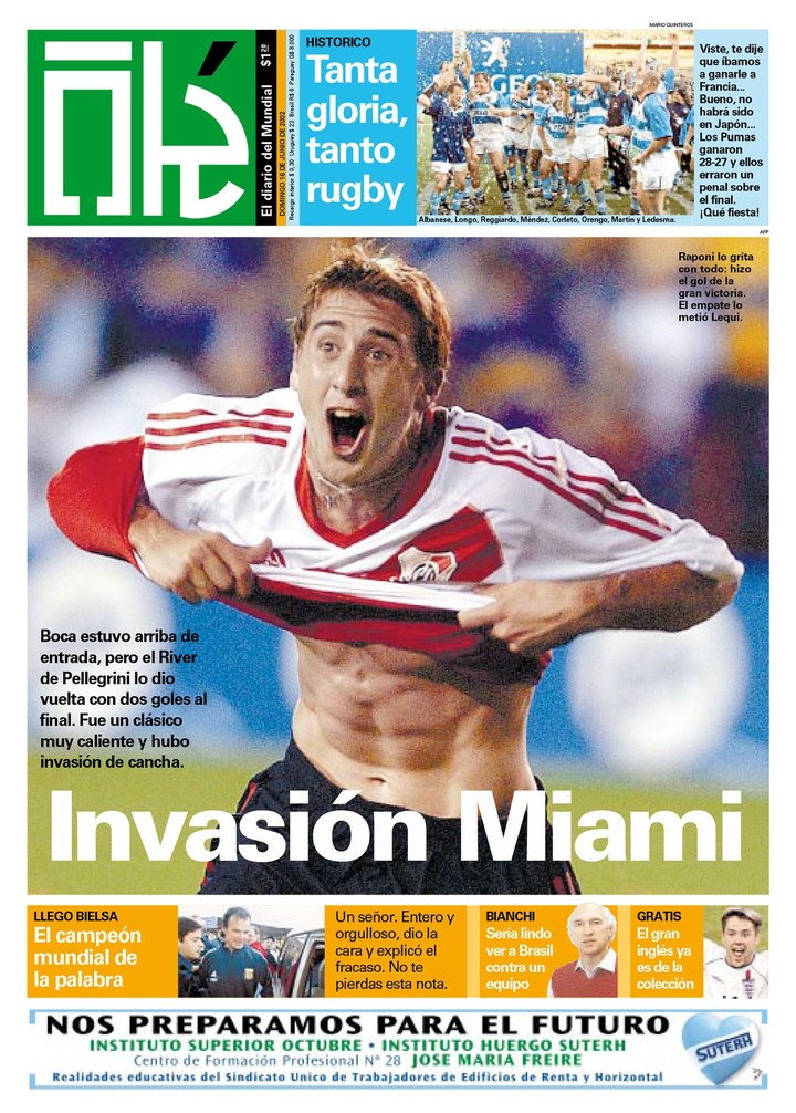 Por su gol a Boca, fue tapa de Olé.