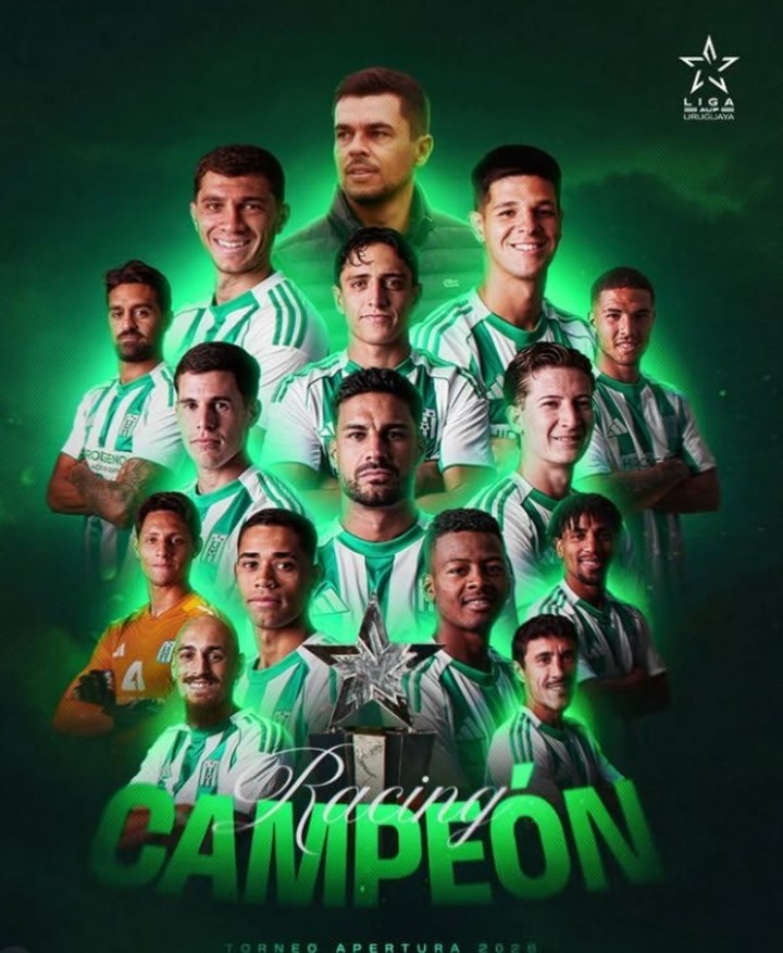 El plantel del campeón (Foto: Prensa Racing de Montevideo).