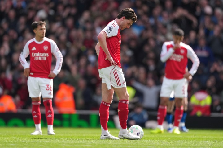 Declan Rice en el partido contra el Bournemouth. (AP Photo).
