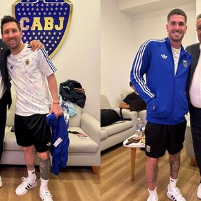 Las fotos de Tapia con Messi y De Paul, en medio de la frase fuerte del volante