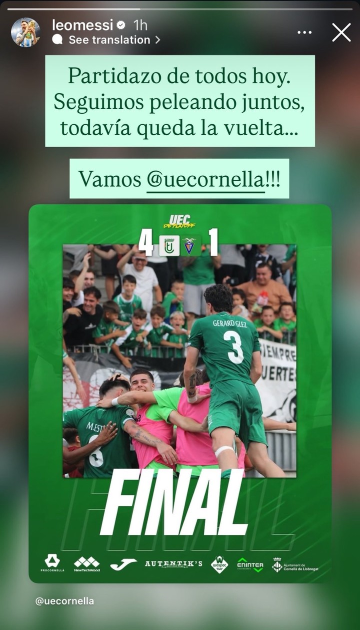El posteo de Messi en sus redes. (Instagram: Lionel Messi en IG)
