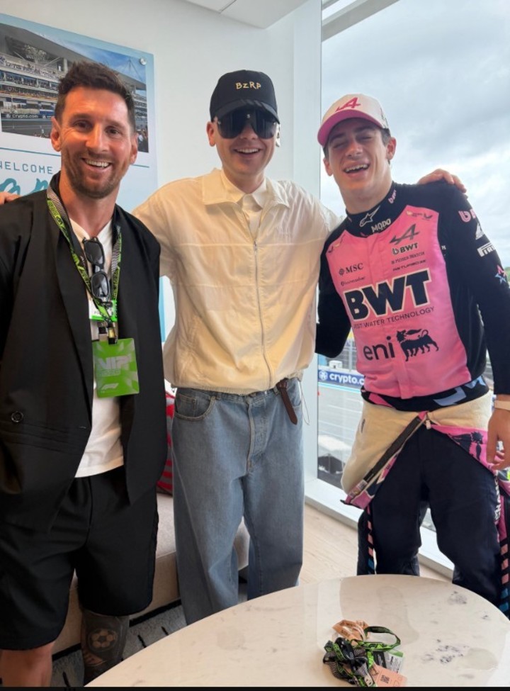 Messi, Bizarrap y Colapinto, tras la carrera de Fórmula 1 en Miami.