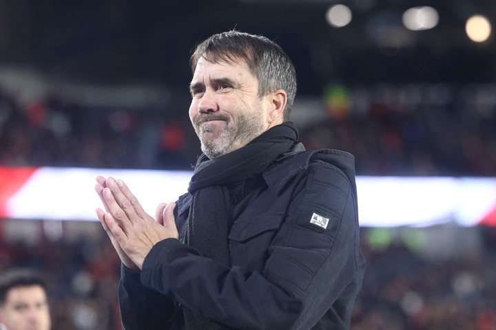 Eduardo Coudet previo al inicio del encuentro entre River y Blooming por la Copa Sudamericana (Juan Ignacio Roncoroni).