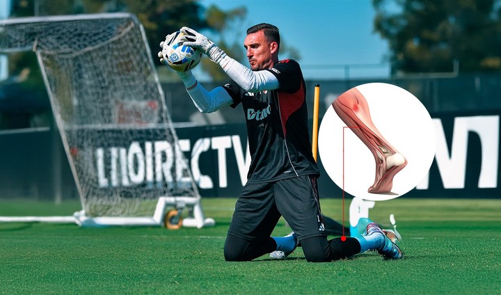 Armani, en el Camp. ¿Será convocado contra el Decano? Prensa River.