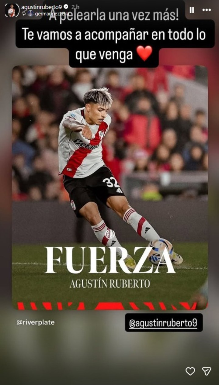 Algunos de los posteos de los jugadores de River dándole fuerzas a Ruberto (IG).