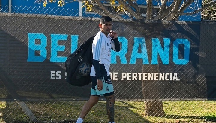 Cuti Romero se entrenó en el predio de Belgrano.