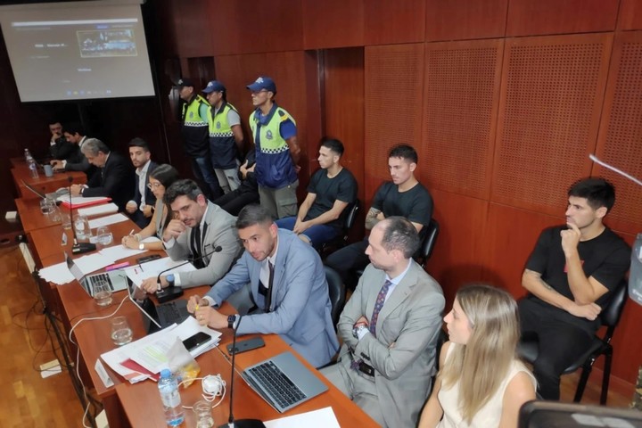 Sebastián Sosa, Abiel Osorio, José Florentín Bobadilla y Braian Cufré en una de las audiencias.