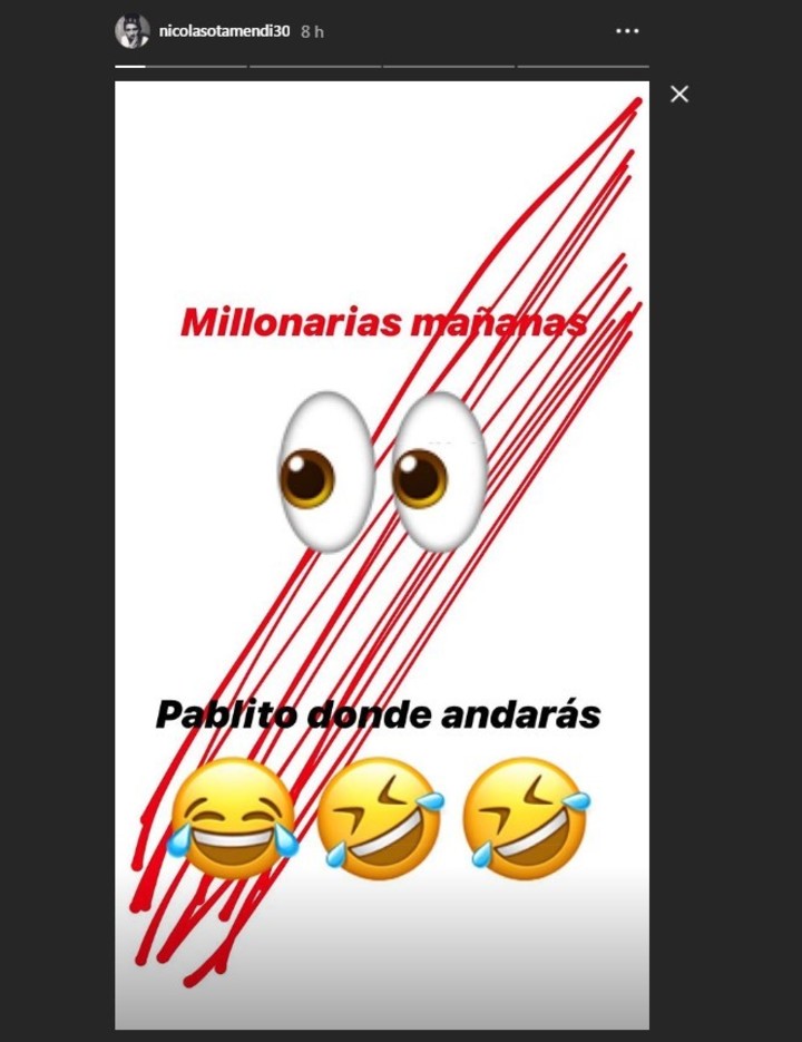 El mensaje de Otamendi cargando a Migliore tras la Copa Argentina obtenida por River ante Central Córdoba en 2019 (Instagram).