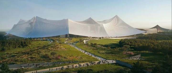 Así será el Hassan II, estadio de fútbol más grande del mundo. (Oualolou + Choi y Populous )