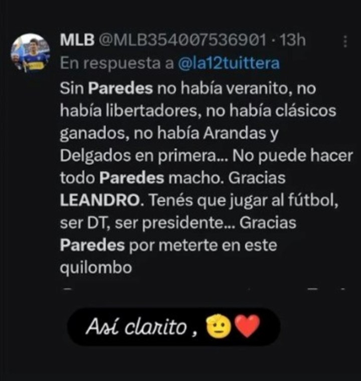 El posteo que compartió la hermana de Paredes en sus redes sociales.