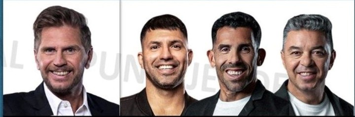 Sebastián Pollo Vignolo, Sergio Kun Agüero, Carlos Tevez y Marcelo Gallardo.