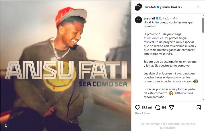 El anuncio de la primera canción de Ansu Fati