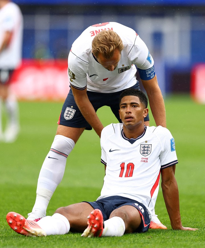 Jude Bellingham y Harry Kane ante Ghana.