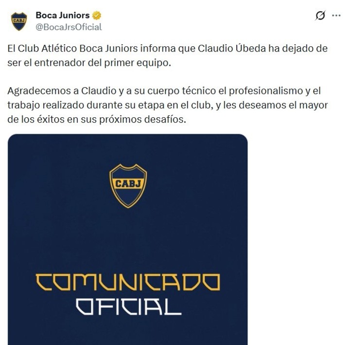 Boca acaba de comunicar su salida del club. Técnico desocupado, ahora deberá definir su futuro.