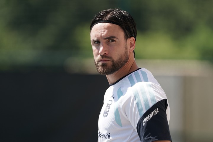 Tagliafico, en el entrenamiento (Juano TEsone).
