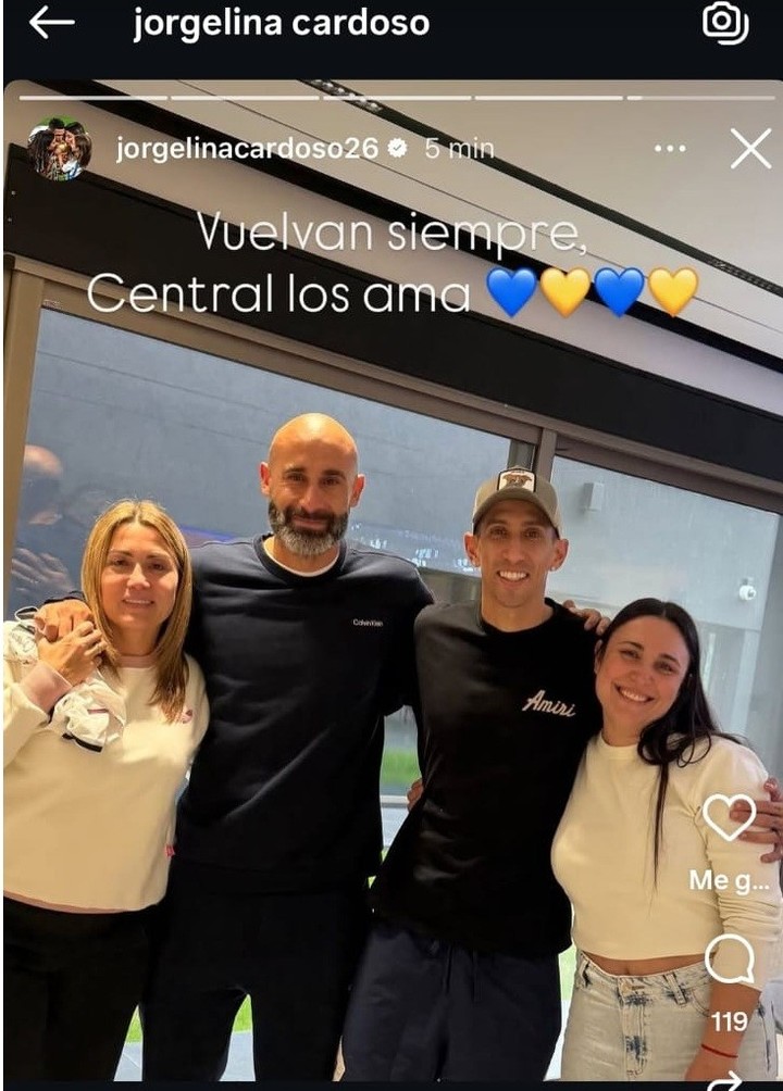 El posteo de Jorgelina Cardoso para Quintana y su esposa: "Vuelvan siempre, Central los ama".