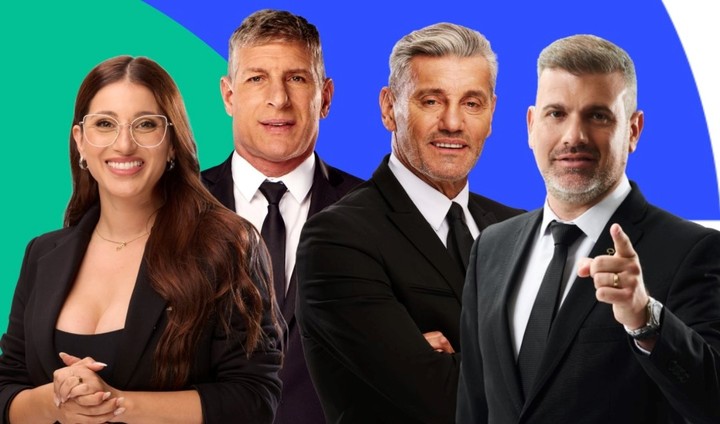 Narella Senra, Martín Palermo, Sergio Goycochea y Gustavo Kuffner en DSports.