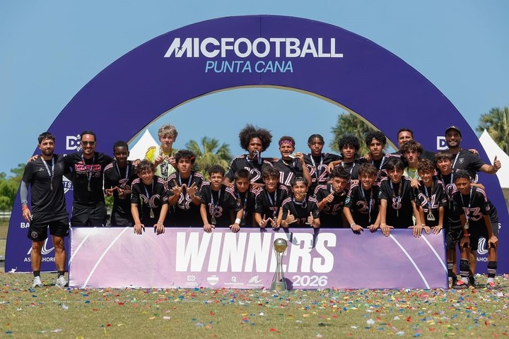 Thiago Messi, campeón con la U14 del Inter Miami. Foto: @micfootballpuntacana