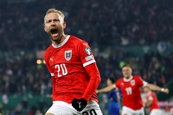 Konrad Laimer, el mejor jugador de Austria (REUTERS).