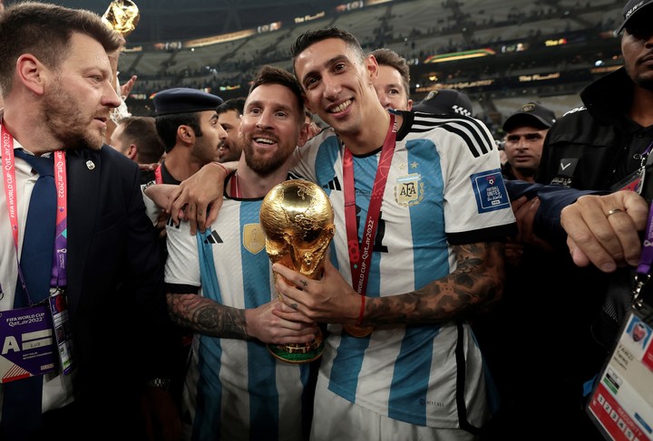 Di María festejando en Lusail (EFE).
