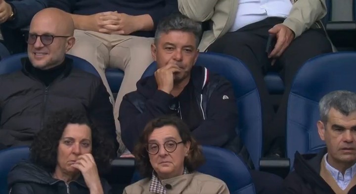 Marcelo Gallardo, como espectador. (Imagen de TV)