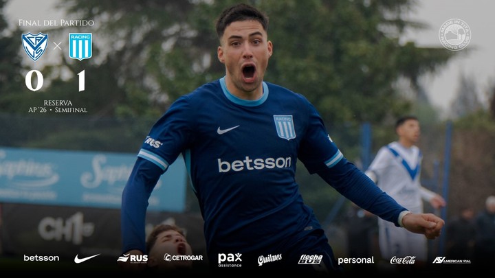 El festejo del gol del triunfo de Racing ante Vélez en el alargue de la semi.