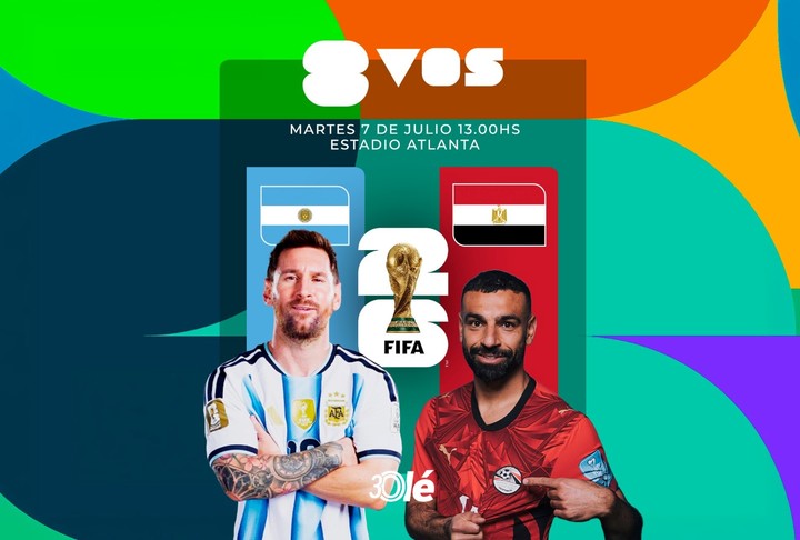 Argentina vs. Egipto, por los octavos del Mundial 2026.