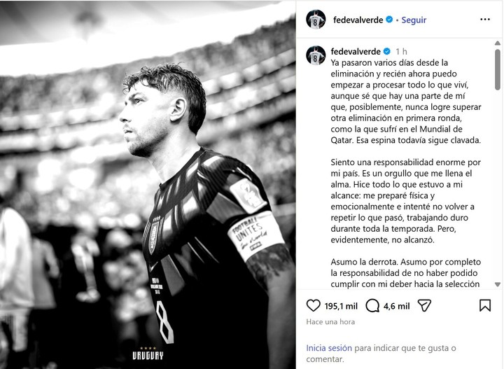 El posteo de Valverde.