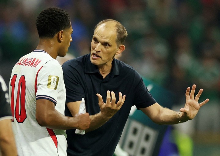 Tuchel junto a Bellingham, la figura del partido. (REUTERS)