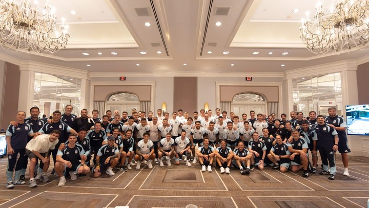 La foto final subida por Messi antes de la final con España (Tato Pagano - prensa AFA).