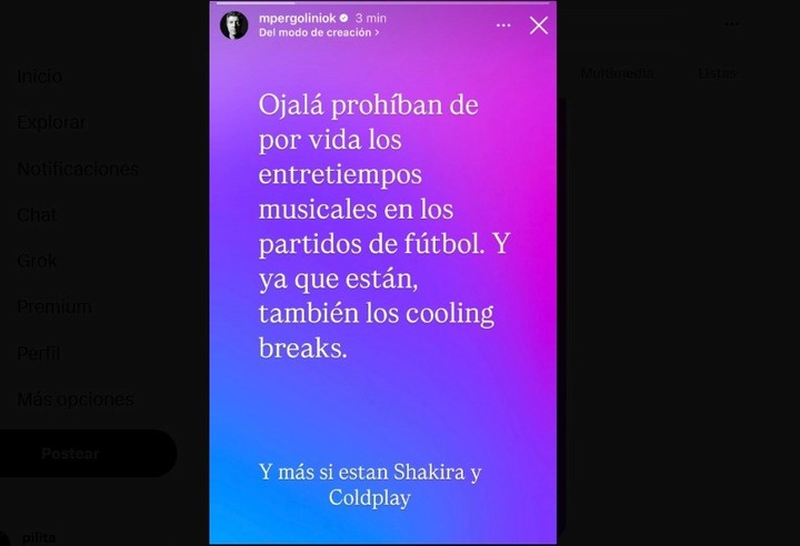 El descargo de Pergolini. (foto, captura: @mpergoliniok)