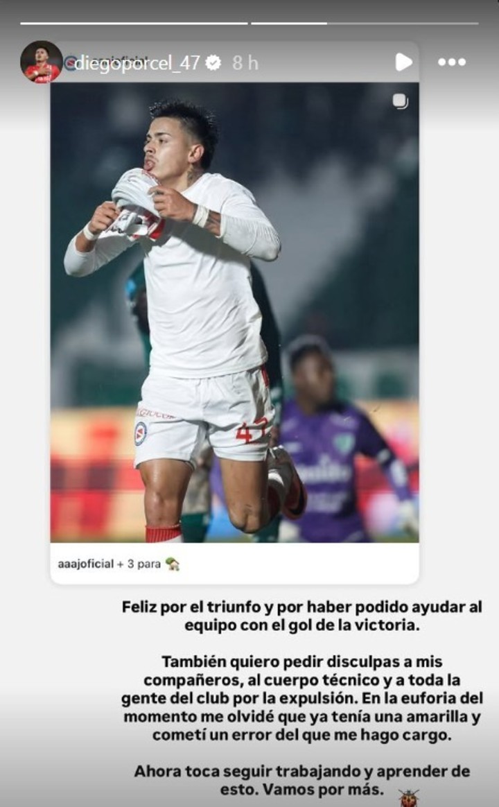 Las disculpas de Porcel por su roja. (IG/diegoporcel_47)