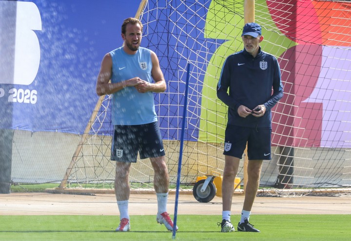 Thomas Tuchel junto a Harry Kane. EFE.