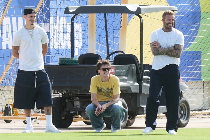 David Beckham en el práctica de Inglaterra en Miami. AP.