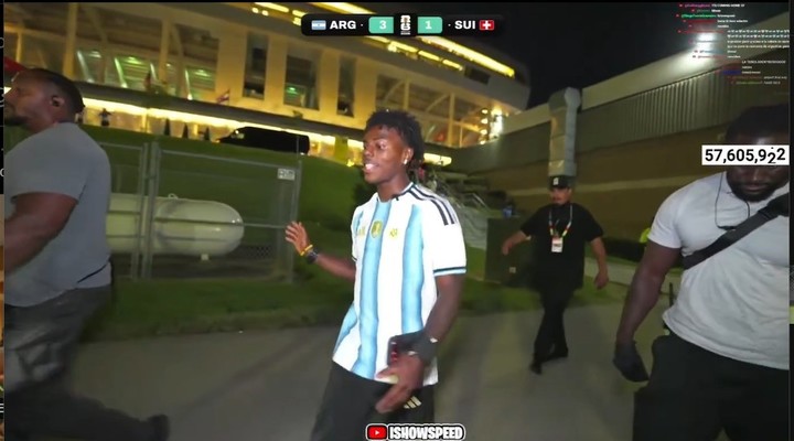 Speed con la camiseta de Argentina en el partido con Suiza. (Captura YT/Ishowspeed)