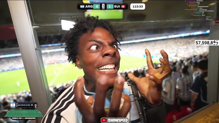 Speed con la camiseta de Argentina en el partido con Suiza. (Captura YT/Ishowspeed)