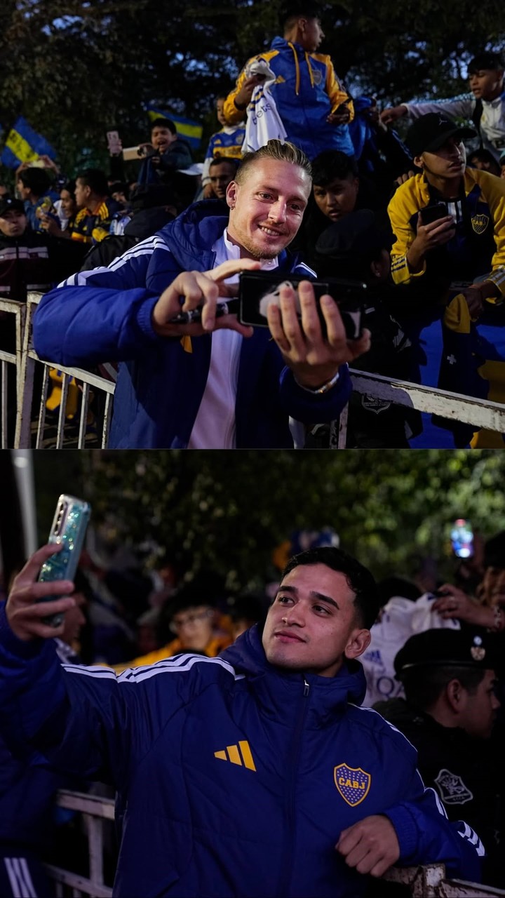 Ascacibar y Gorosito con los hinchas en Salta (Prensa Boca)