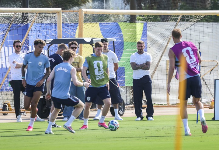 David Beckham en el práctica de Inglaterra en Miami. EFE.