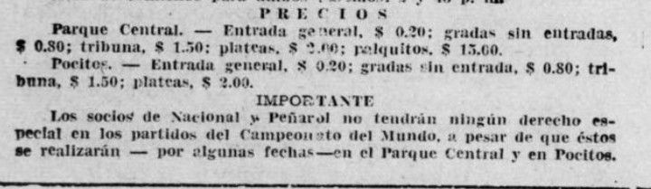 A pesar de prestar sus estadios, los hinchas de Nacional y de Peñarol debían pagar entrada para ingresar a 'sus' canchas.