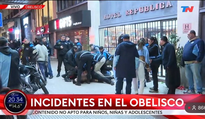 Los incidentes en el Obelisco.